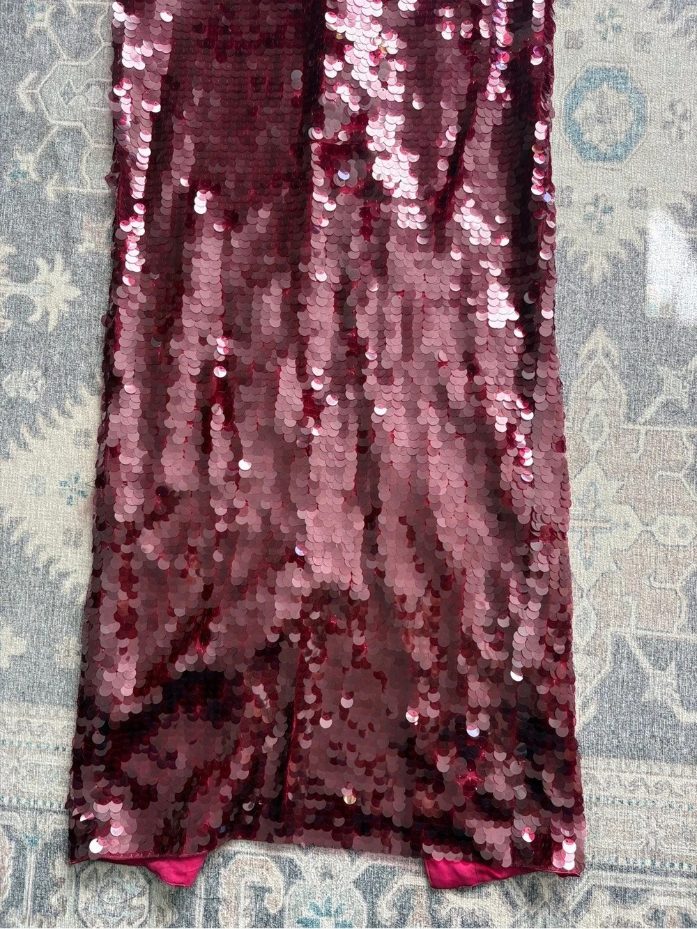 Roland Mouret Burgundy Sequin Maxi Dress Size 4 Like New - Picture 3 of 4